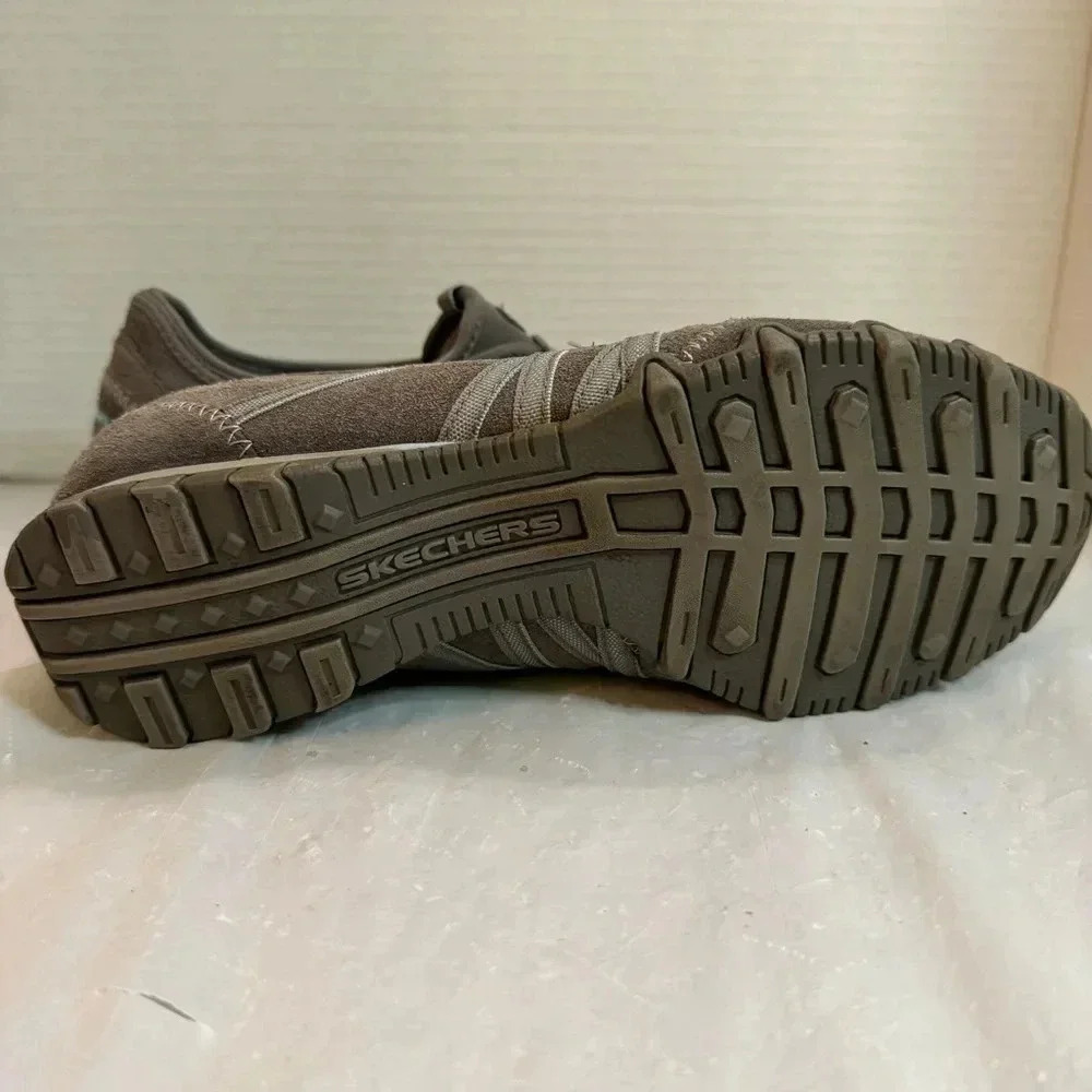Skechers Grey Suede Leather Bikers Bungee Slip On Sneakers - Picture 7 of 10